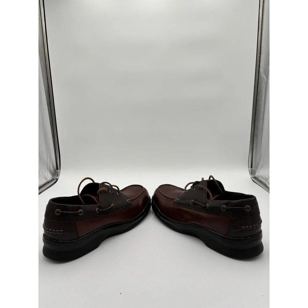 Apex Men's Boat Shoes Two Tone Brown Leather Comfort Lace Up Orthopedic 13M